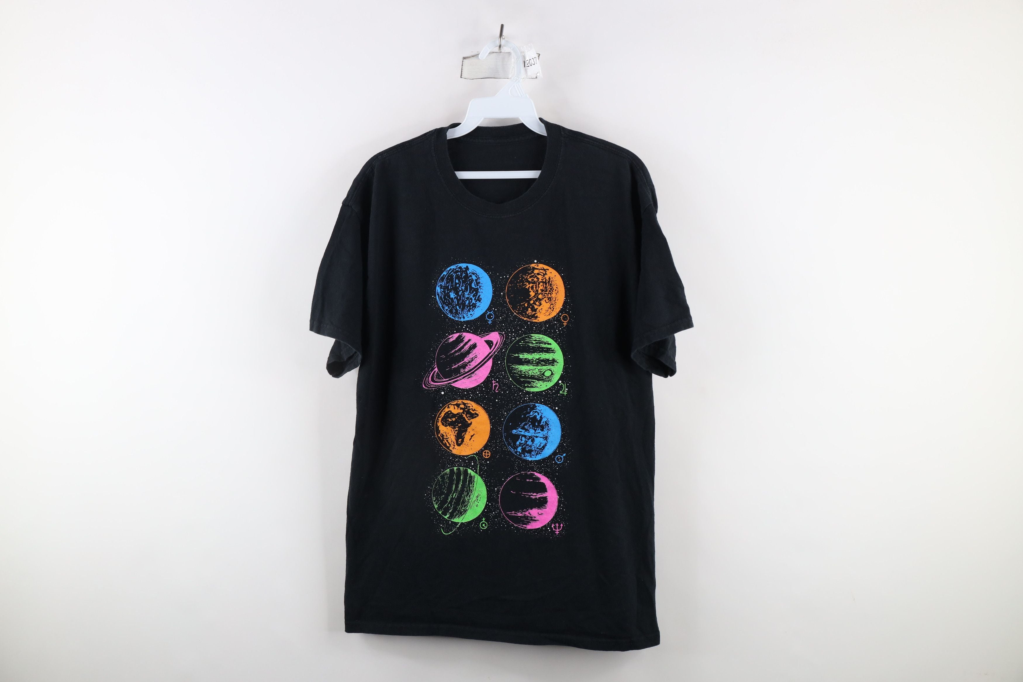 Vintage Streetwear Zodiac Horoscope Space T Shirt Black