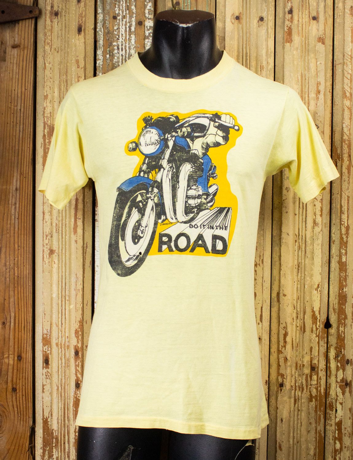 Vintage Do It In The Road Motorcycle Graphic T Shirt 70s