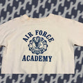 Vintage Air Force Academy Raglan Sweatshirt Mens S M White Flock Print Eagle 80s