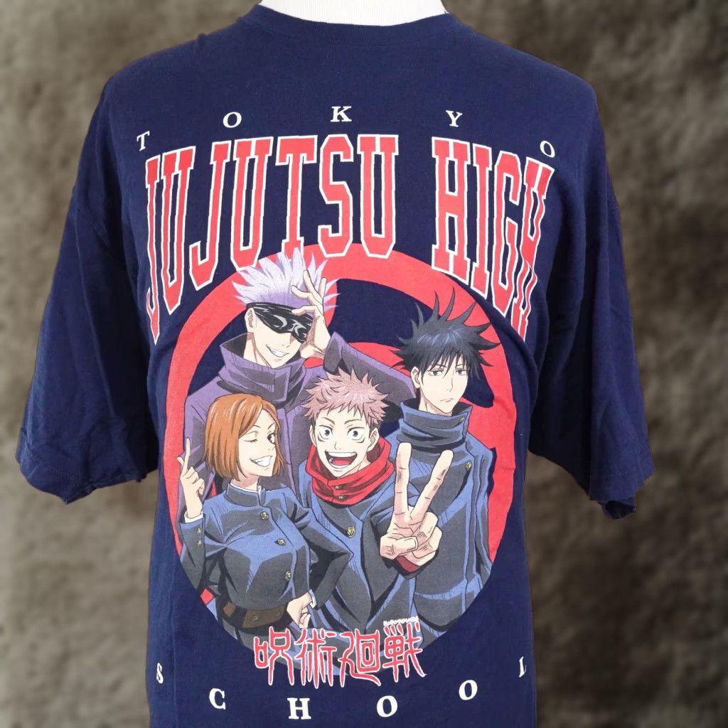Vintage Jujutsu Kaisen Tokyo High School Anime T Shirt Crunchyroll Blue Unisex Adult 3xl Short Sleev Hoodie, Sweatshirt