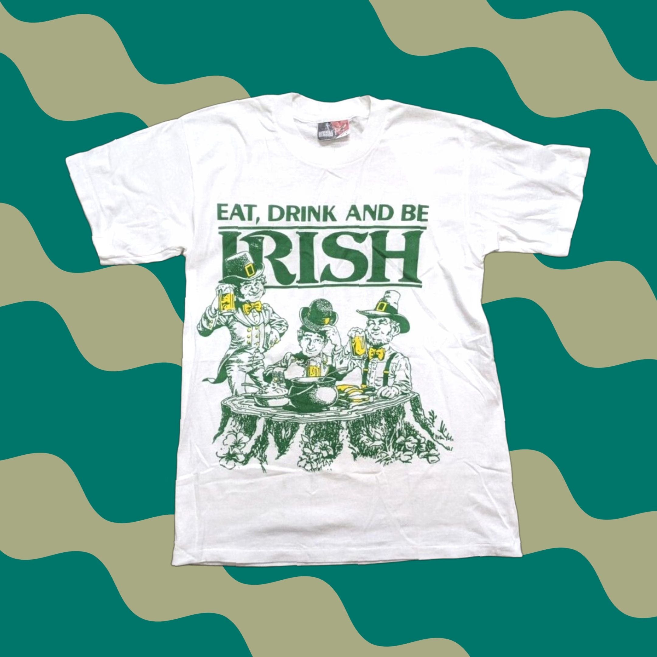 Vintage Division 1 St Patrick S Day Graphic Tee Adult Medium White 80s Irish Beer Mens Hoodie, Sweatshirt | FlexRushtees.com