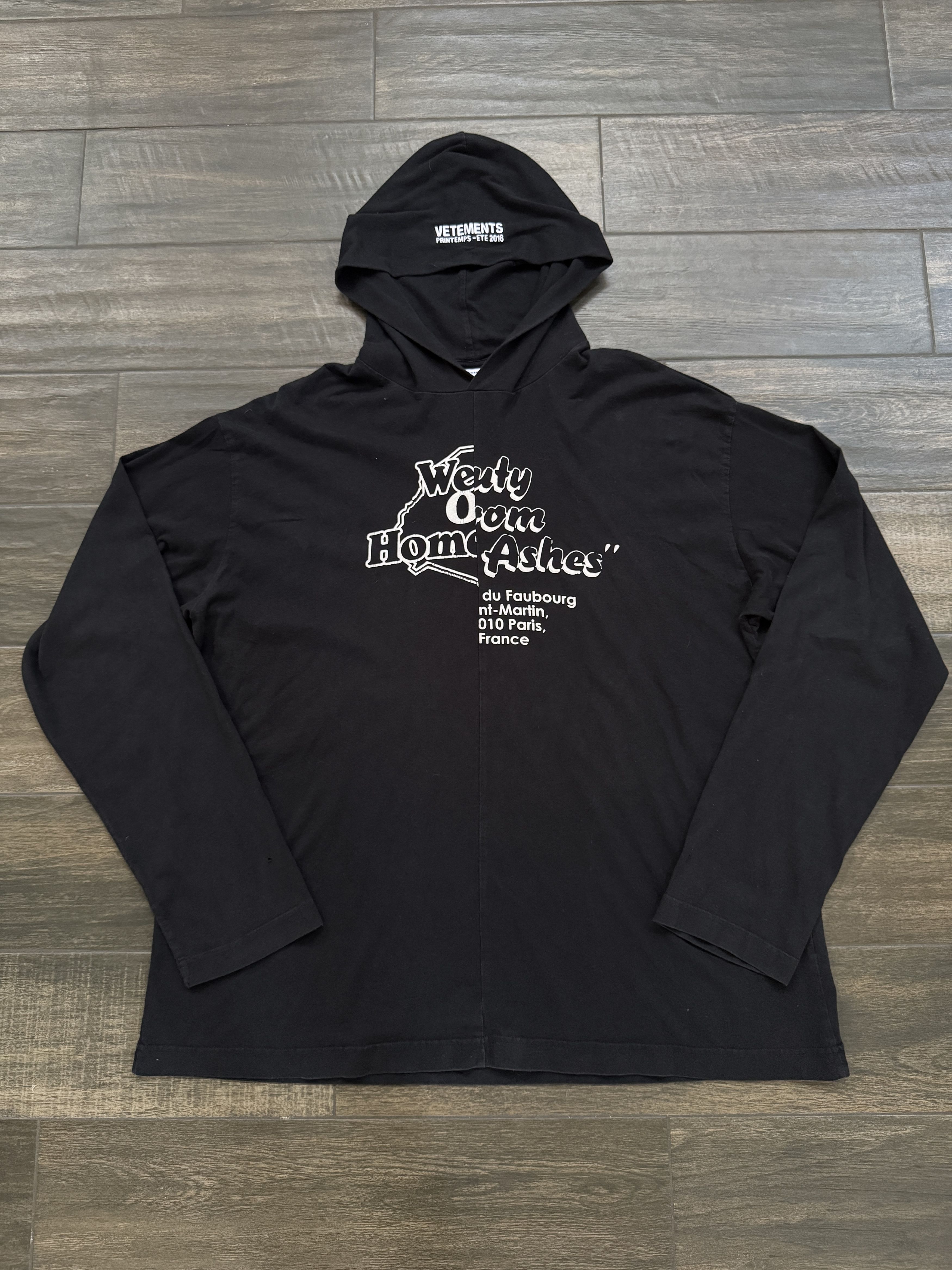 Vetements Hometown Ashes Split Hoodie Lightweight T-Shirts, Sweatshirt | FlexRushtees.com