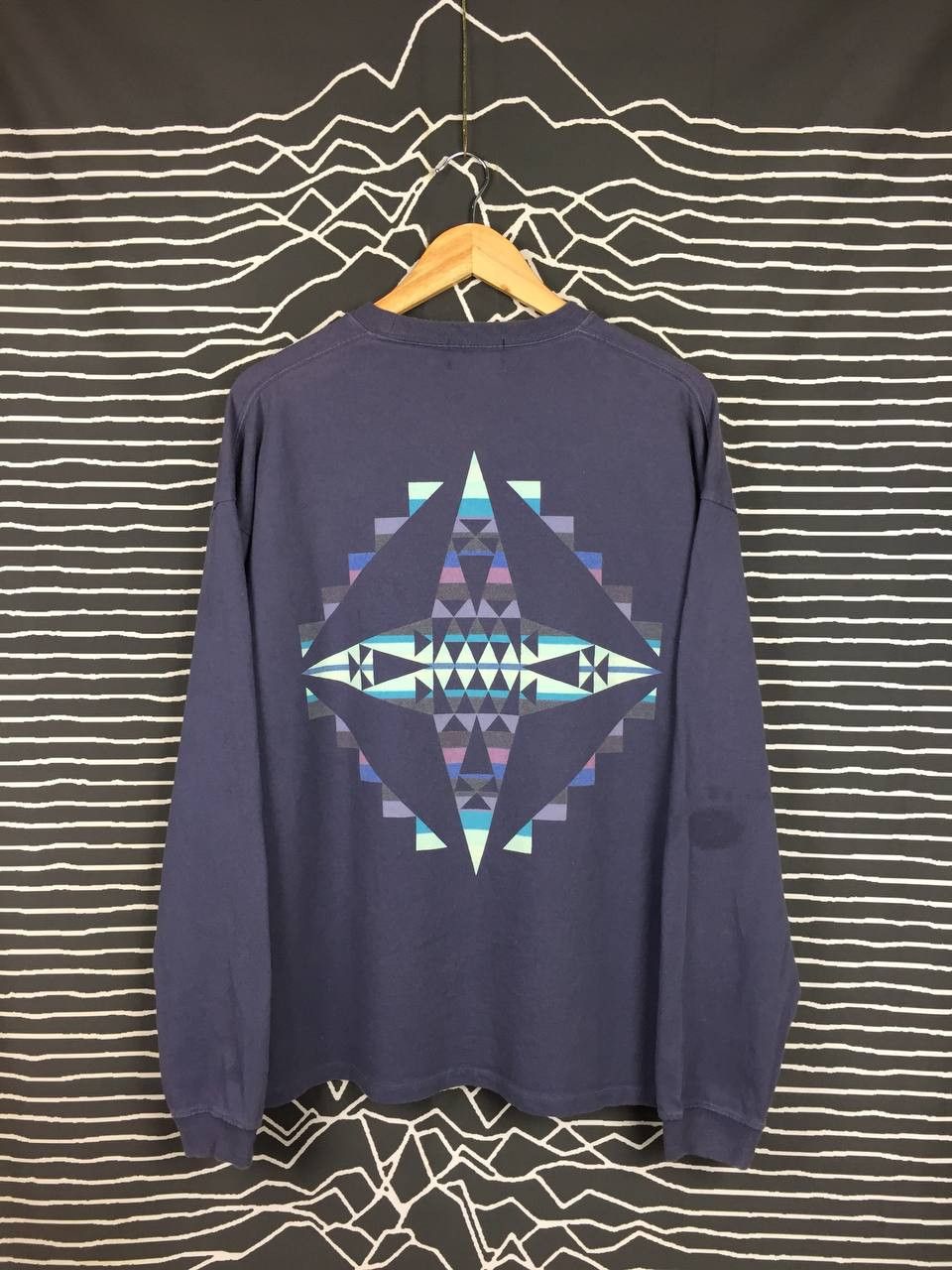 Vintage Vtg Pendleton Woolen Mills Navajo Aztec Style Longsleeve Tee