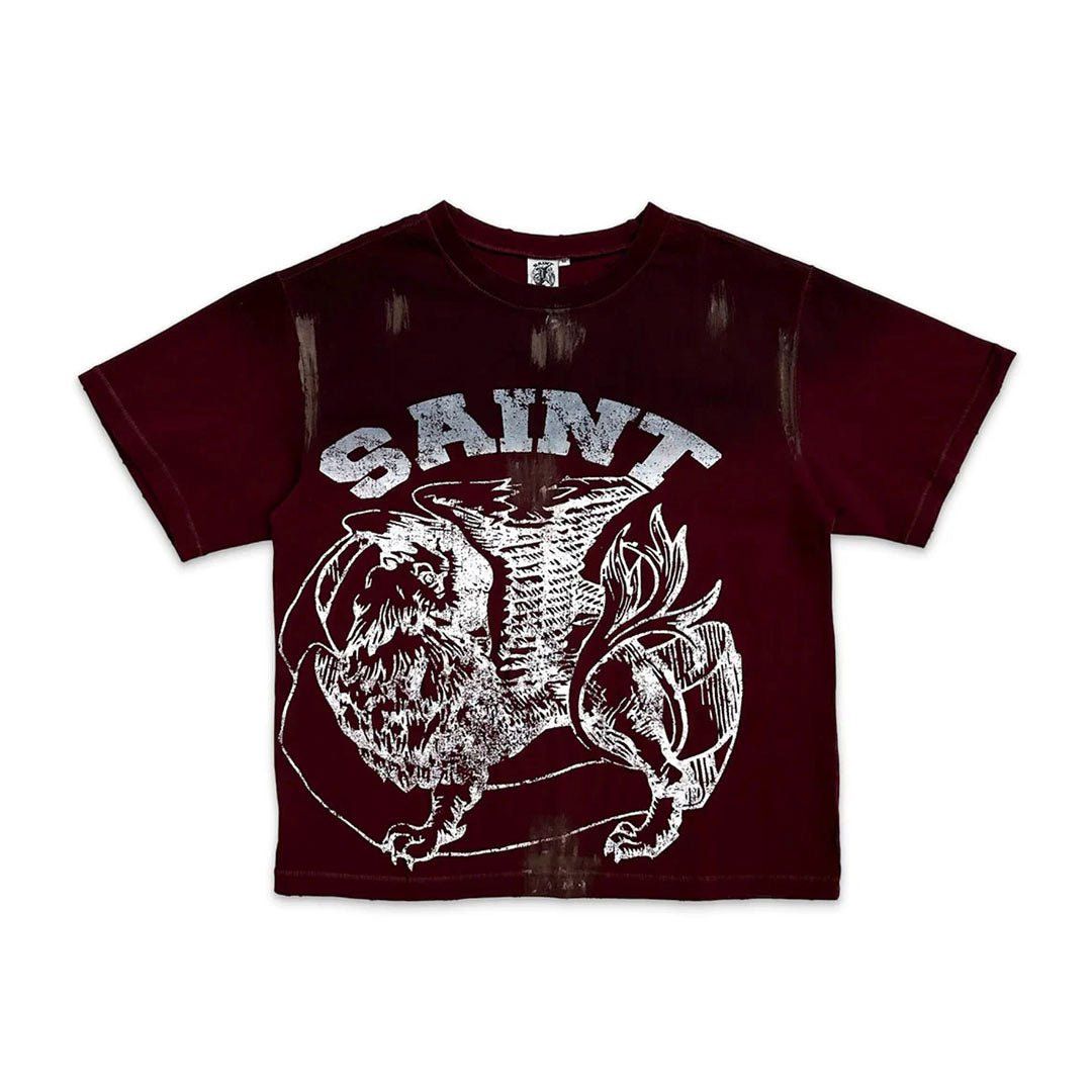 Saint Vanity Griffin Tee Distressed Dirty Washed Burgundy Hoodie, Sweatshirt | FlexRushtees.com