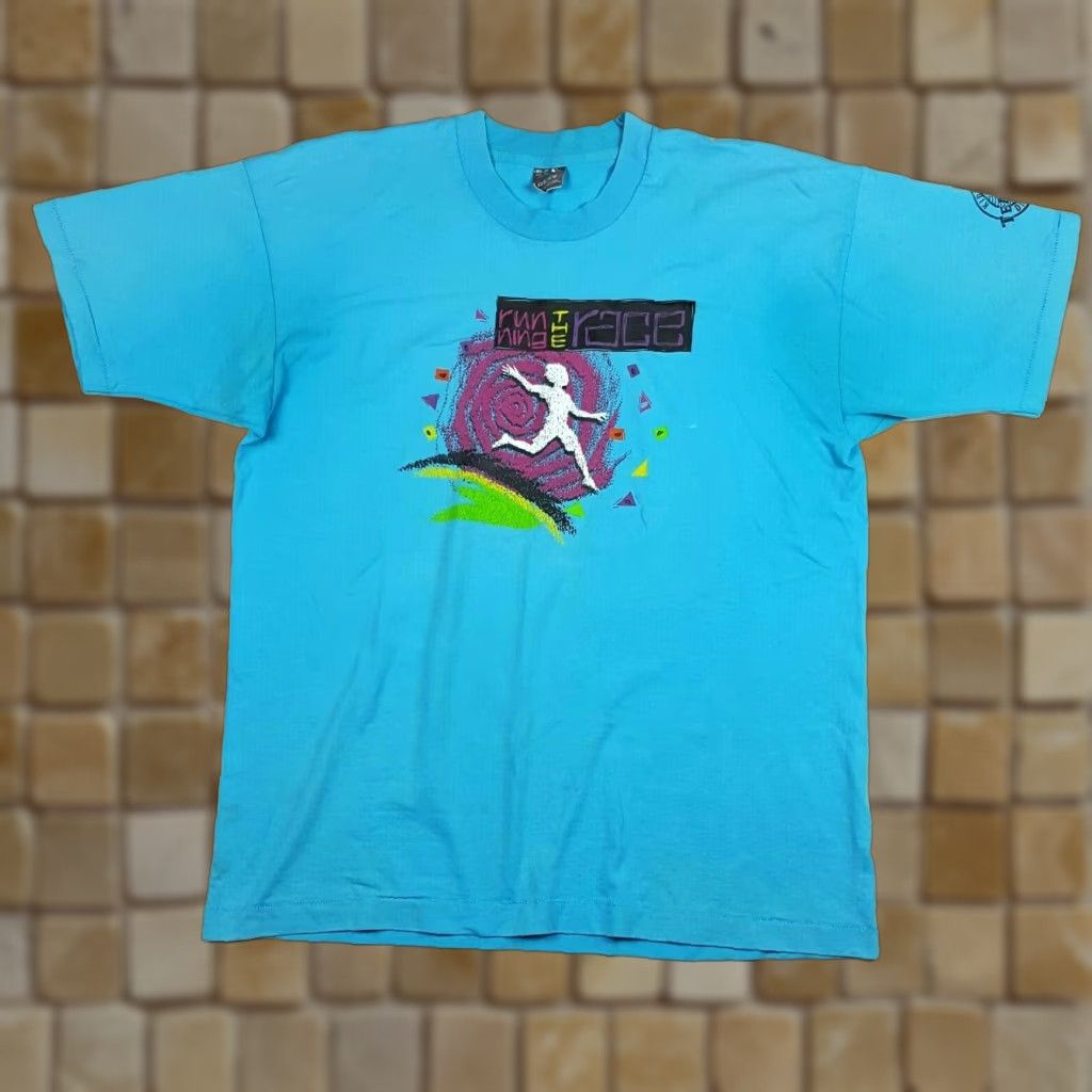 Fruit Of The Loom Vtg 90s Run The Race Men S Size Xl Running Track Sports Athletic Retro T Shirt Cla Hoodie, Sweatshirt