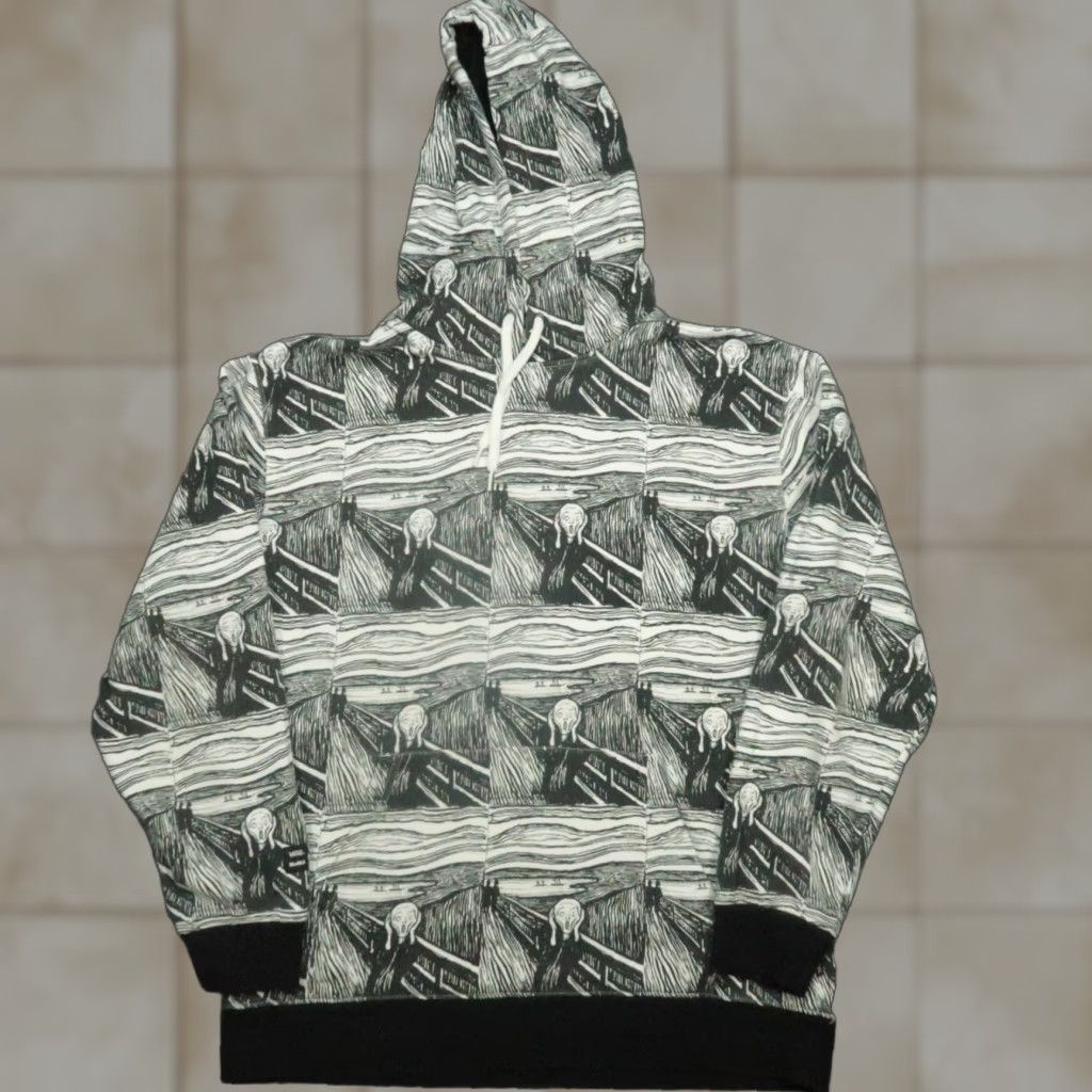 Moma Hoodie Men S Xl Gray Black Pullover The Scream Edvard Munch Graphic Print Knitted H