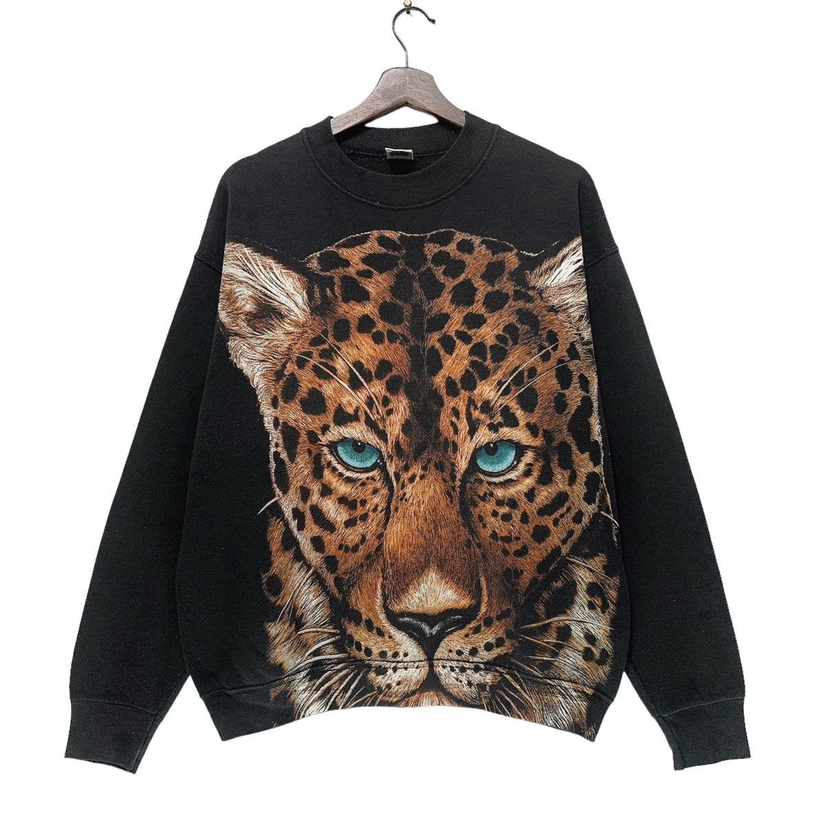 Vintage 90s Fruit Of The Loom Over Print Leopard Sweatshirt