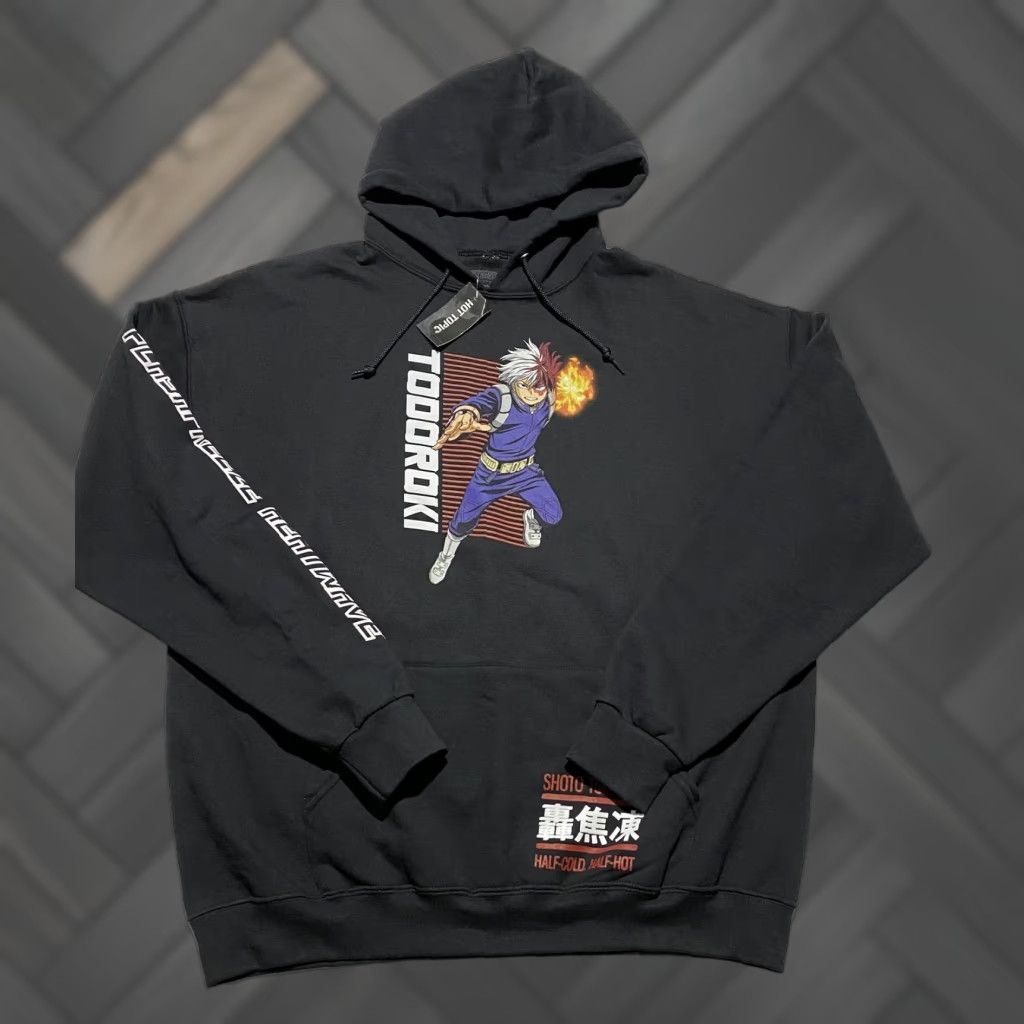 Vintage My Hero Academia Shoto Todoroki Hoodie Mens Xl Black Flashfreeze Heatwave Hoodie Pullover Gr