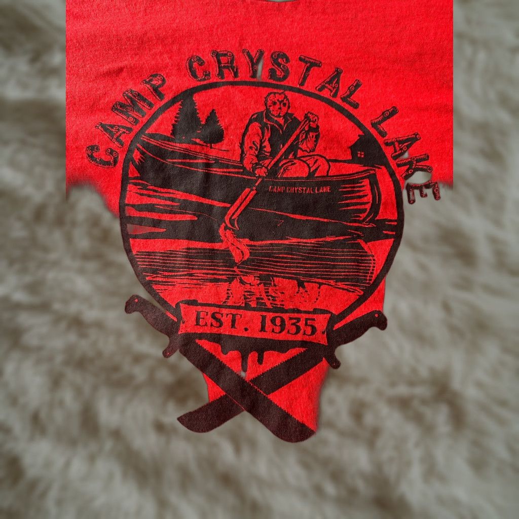 Vintage Camp T Shirt Red Large Men Camp Crystal Lake Jason Voorhees Friday The 13th 1935 Retro Mens