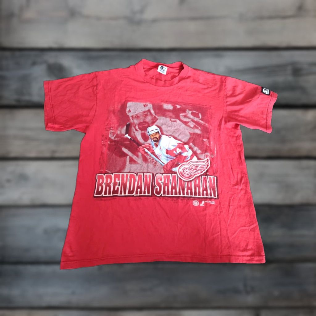 Vintage Starter Detroit Red Wings T Shirt Unisex Adults Medium 1997 90s Shanahan Red Cotton