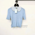 Miu Miu Miu Summer Blue Cashmere Short Sleeve Tee Hoodie, Sweatshirt | FlexRushtees.com