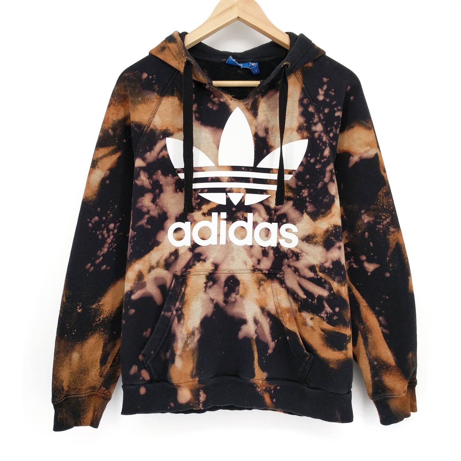 Adidas Trefoil Custom Reworked Bleached Hoodie Sweatshirt S