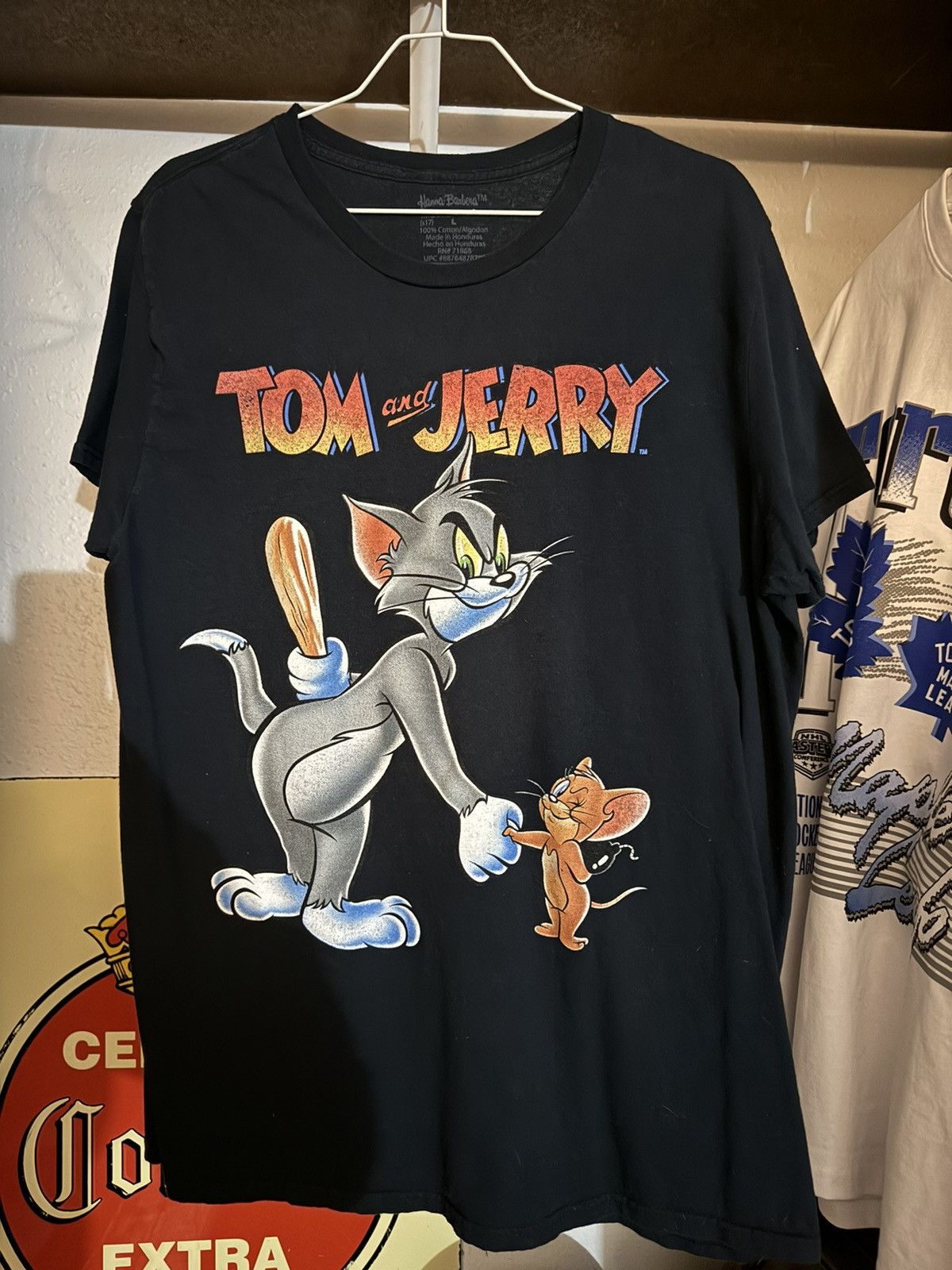 Vintage Tom And Jerry Cartoon Tee Shirt Black Size Large