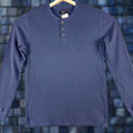 Food Junk Food Clothing Henley Shirt Mens Large Blue Long Sleeve Waffle Knit Thermal T Shirt Ca