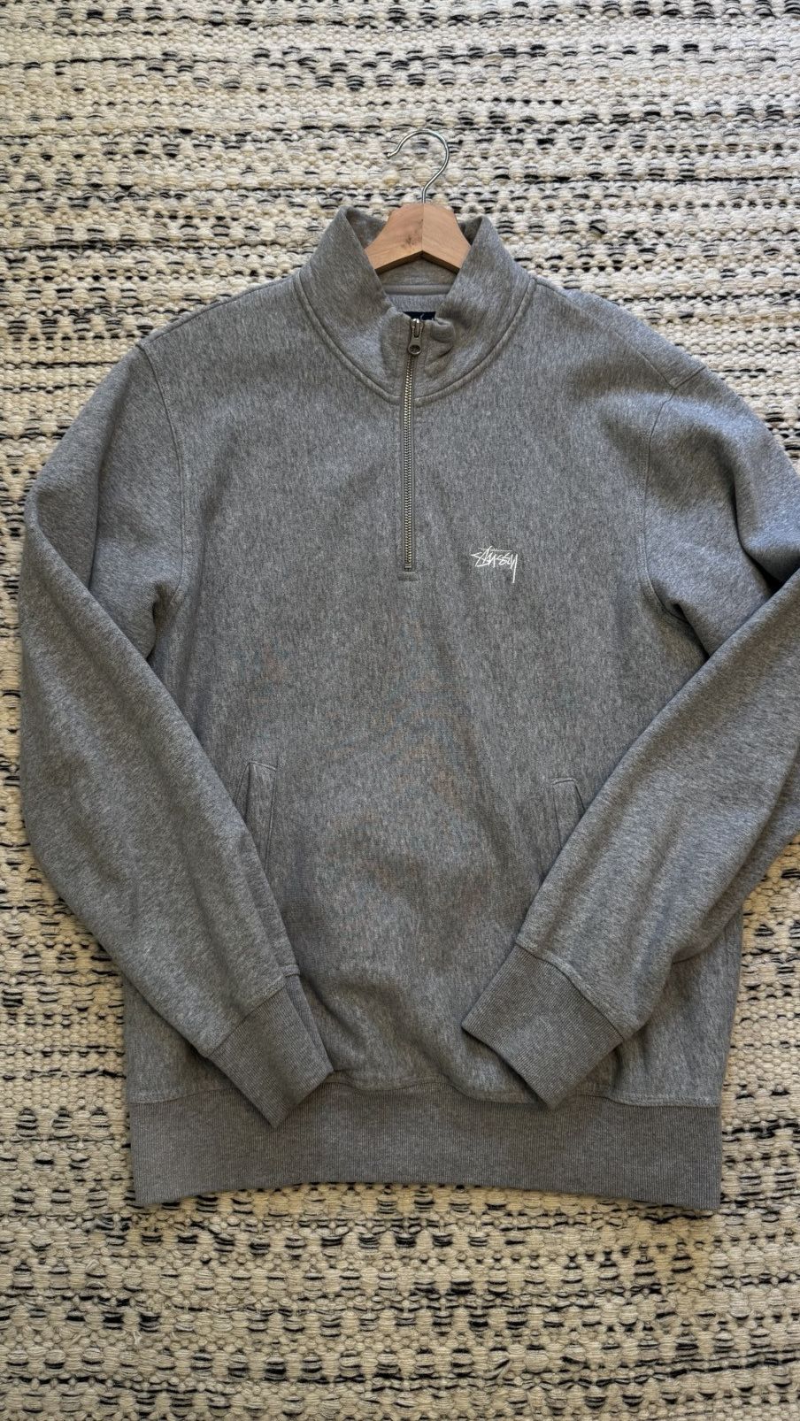 Stussy Stock Logo Mock Grey Heather