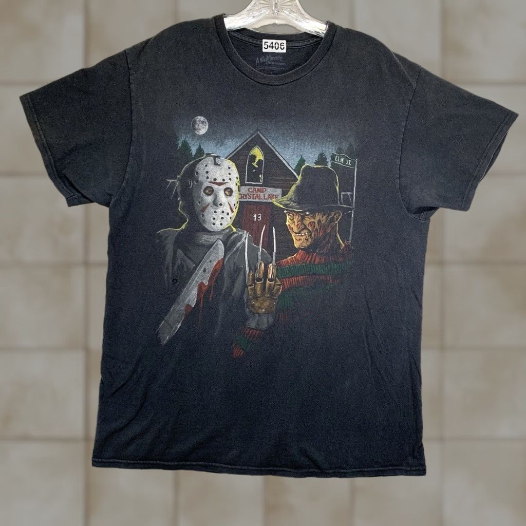 Vintage A Nightmare On Elm Street Freddy Krueger Jason Horror Graphic T Shirt Medium Black Mens