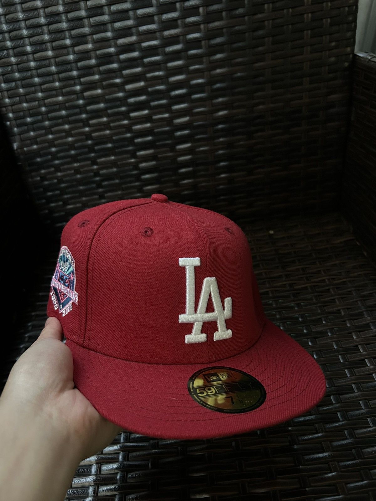 New Era Sz 7 1 8 New Era 59fifty La Dodgers Red Maroon Uv 50th Anv