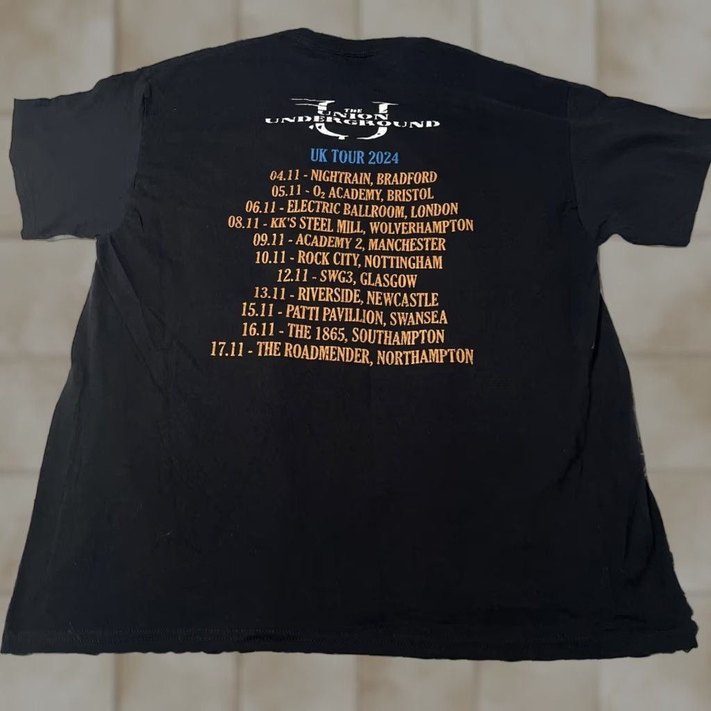Gildan Vintage The Union Underground Band Uk Tour Concert Tee T Shirt 2024 Xl Black Mens Crew Neck S Hoodie, Sweatshirt
