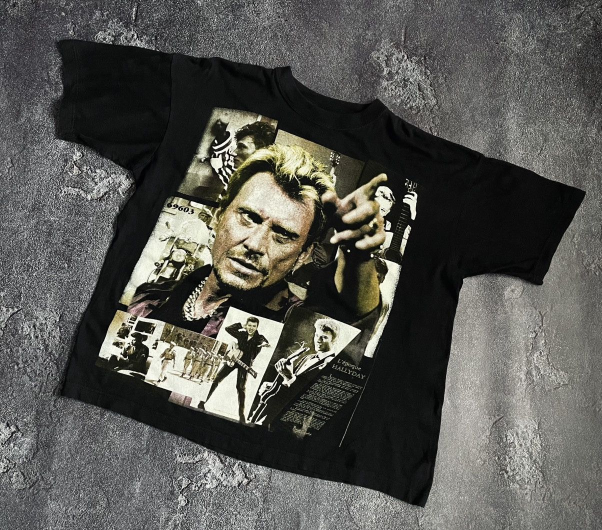 Band Tees Vintage 90 S Johnny Hallyday Band Over Printed T Shirt Rare Hoodie, Sweatshirt | FlexRushtees.com