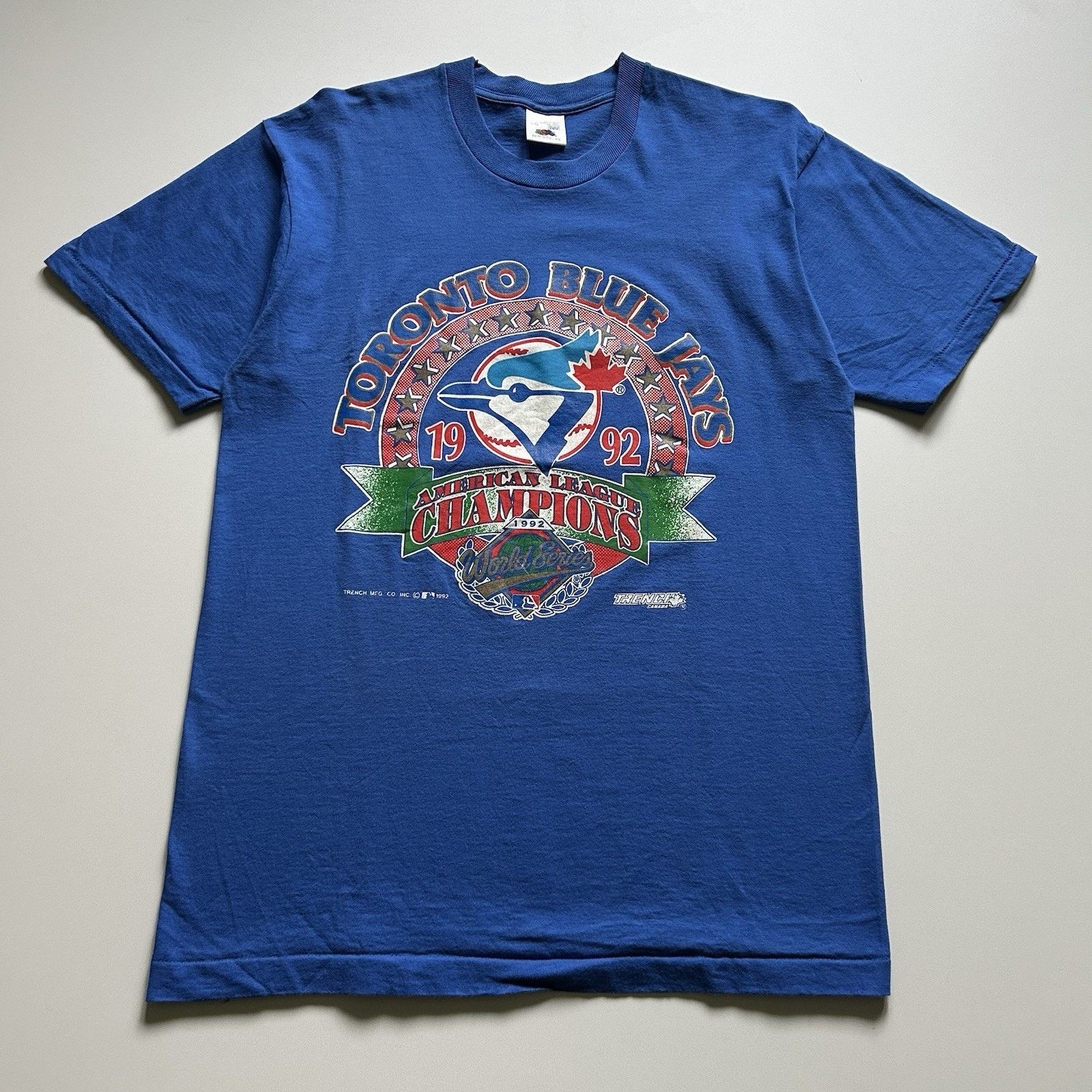 Mlb X Vintage Vintage 90s 1992 Toronto Blue Jays Mlb T Shirt Large Blue Hoodie, Sweatshirt | FlexRushtees.com