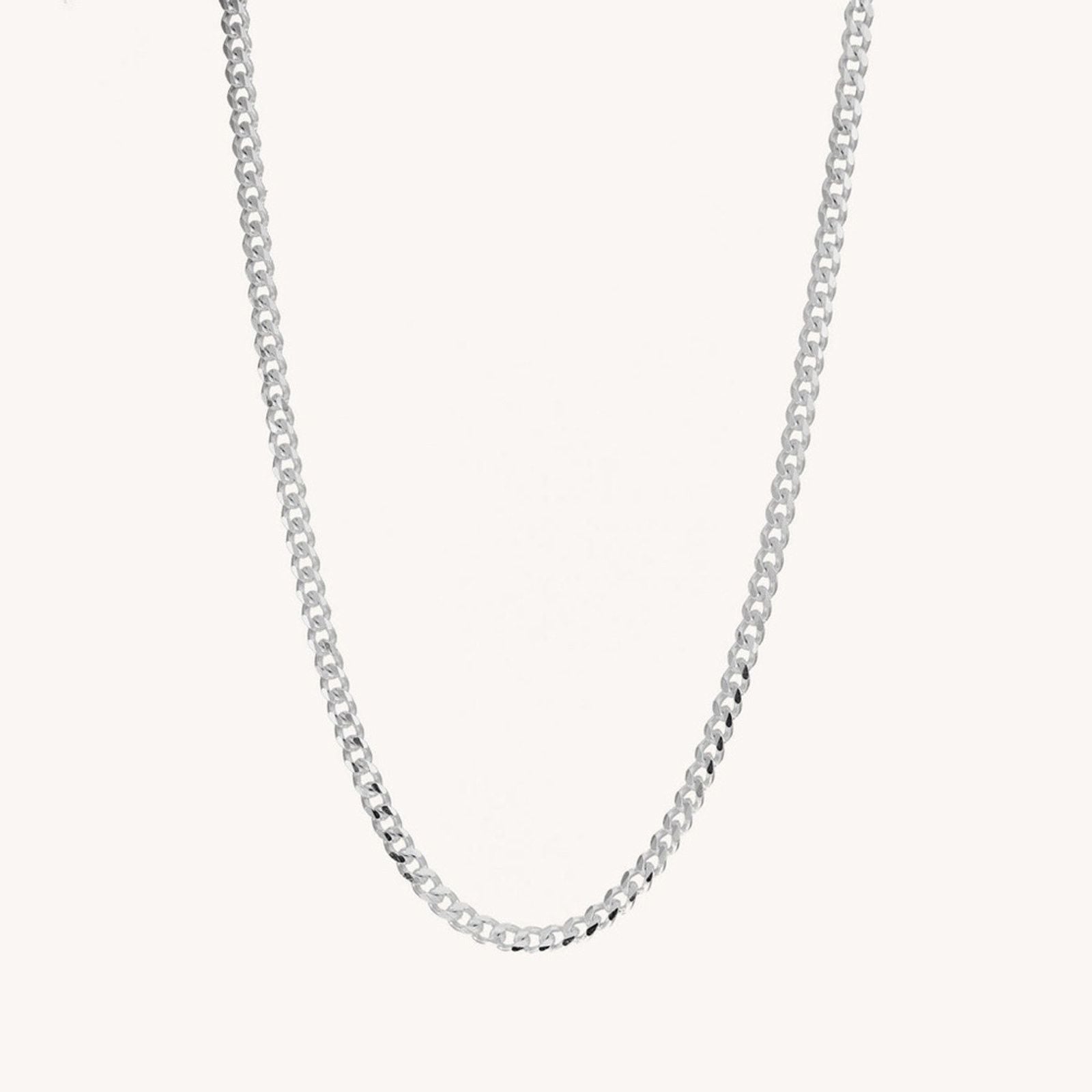 Sterling Silver New 925 Solid Silver 18 Chain Cuban Link Diamond Necklace