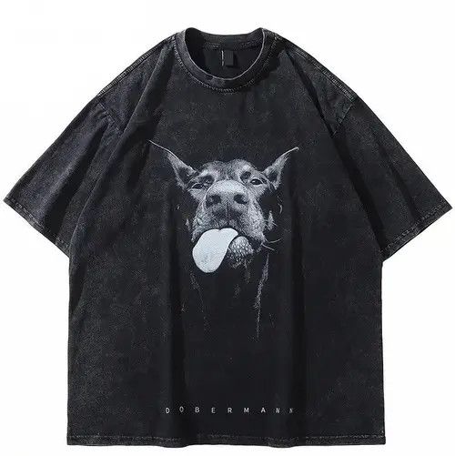 Vintage Doberman Black Printed T Shirt Tee Short Sleeve Hoodie, Sweatshirt | FlexRushtees.com