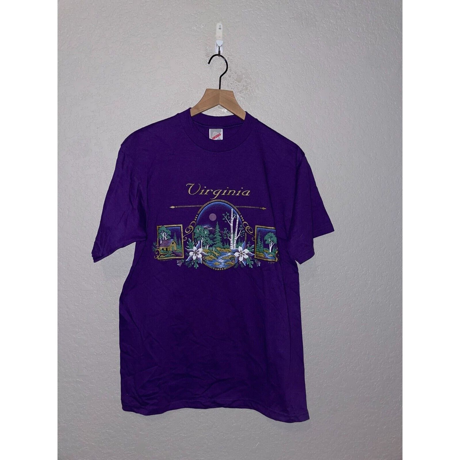 Jerzees Vintage Virginia Shirt Mountains Purple Tee Vtg 90s Large