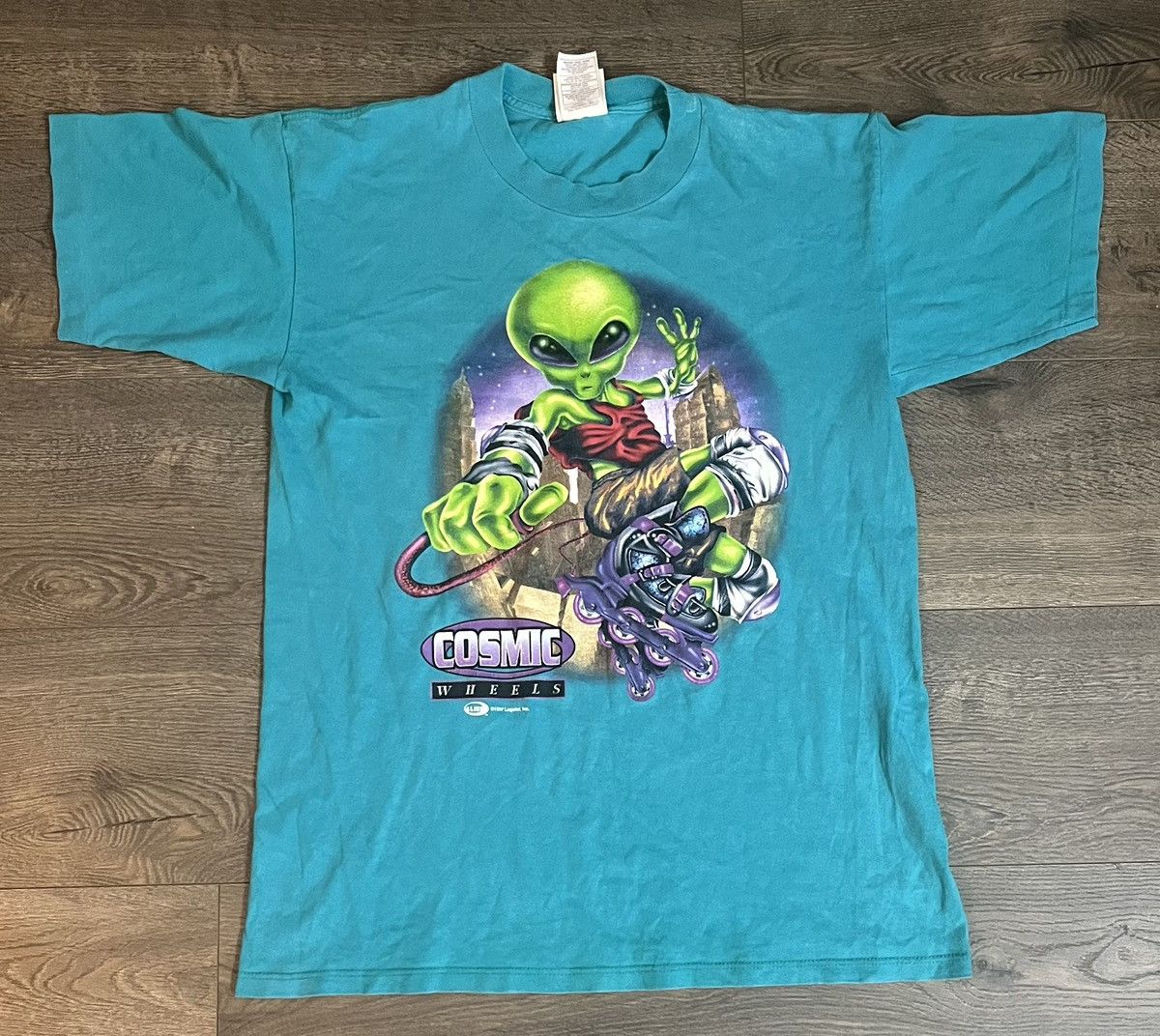 Vintage 90 S Cosmic Wheels Skater Alien Tee