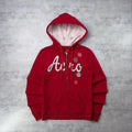 Y2k Red Aeropostale Grunge Snowflake Lined Half Zip Hoodie