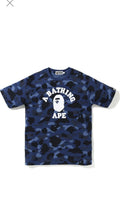 Bape Color Camo College Tee Blue Hoodie, Sweatshirt | FlexRushtees.com
