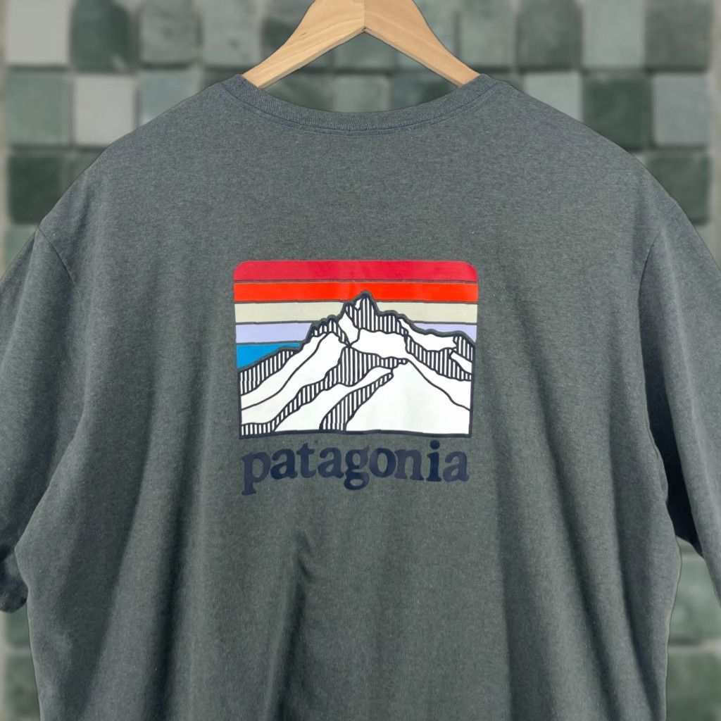 Patagonia Shirt Mens Xl Line Logo Ridge Pocket Responsibili Tee Mountain Gray Shirt Mens X