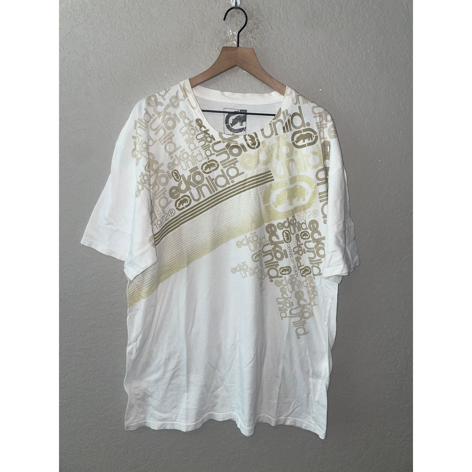 Unltd Ecko Unlimited Shirt Design White Gold Tee Y2k 2000s 2xl Xxl