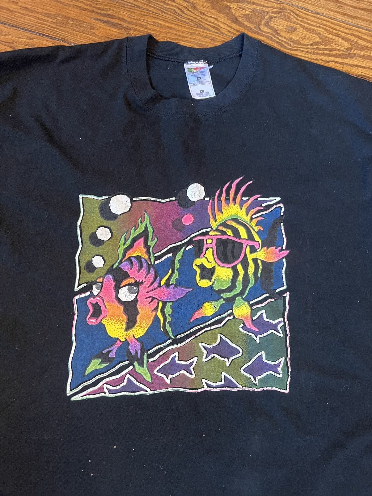 Vintage 90s Neon Tropical Fish Shirt