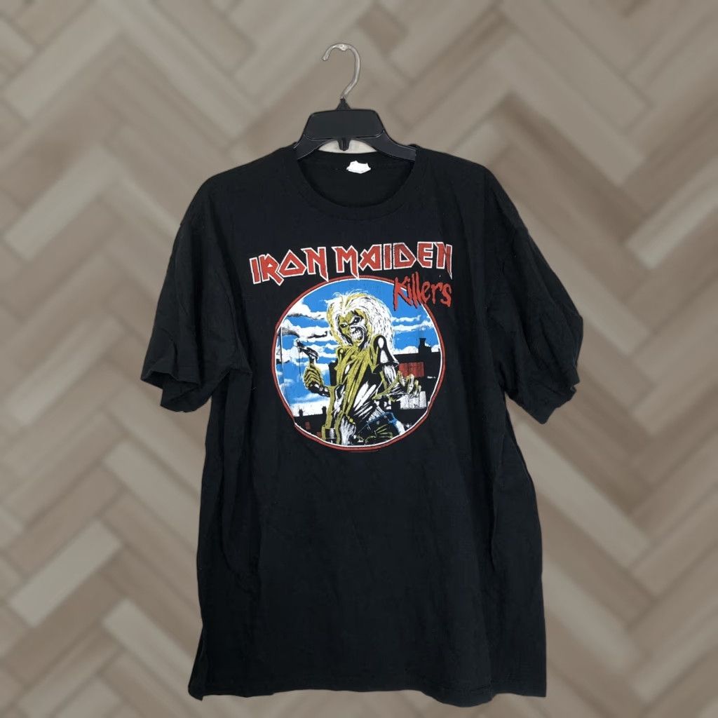 Vintage Iron Maiden Shirt Killers Mens Large T Shirt Black Graphic Tee Mens L Hoodie, Sweatshirt | FlexRushtees.com