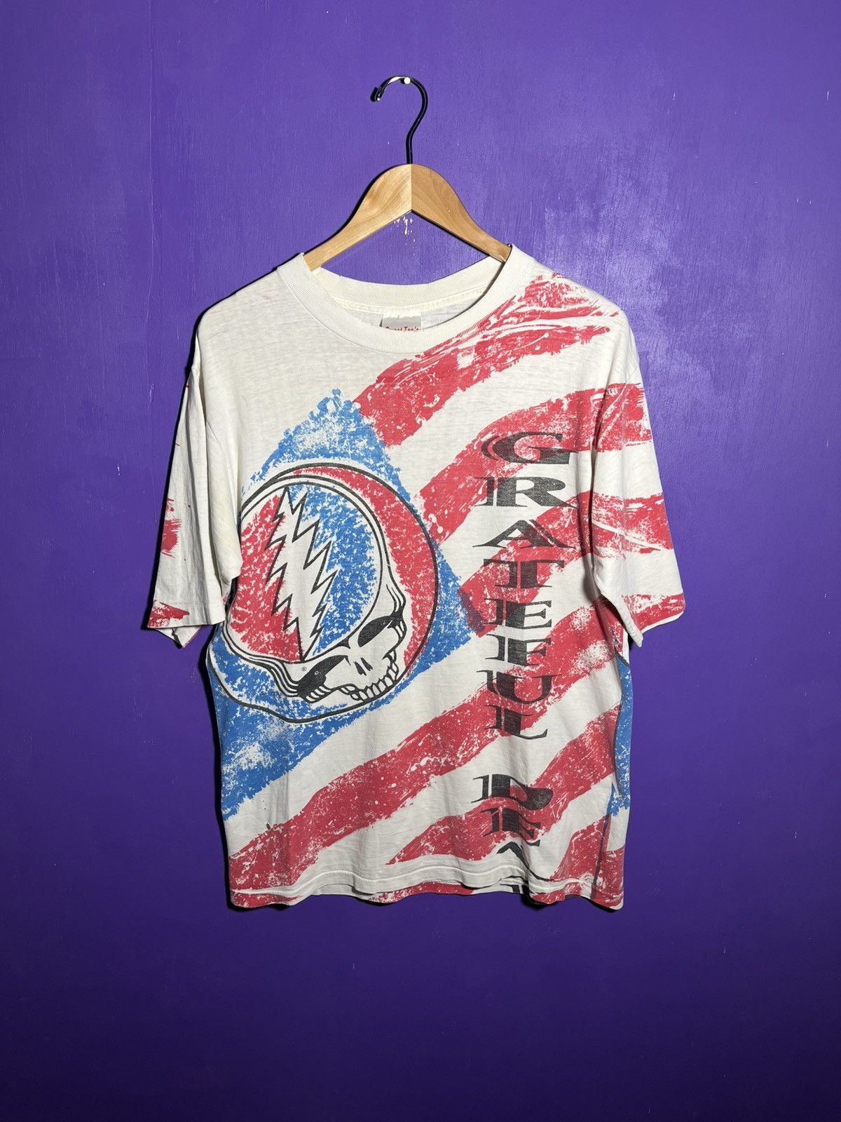 Grateful Dead X Vintage Vintage 90s Grateful Dead American Flag Aop Band T Shirt Hoodie, Sweatshirt | FlexRushtees.com