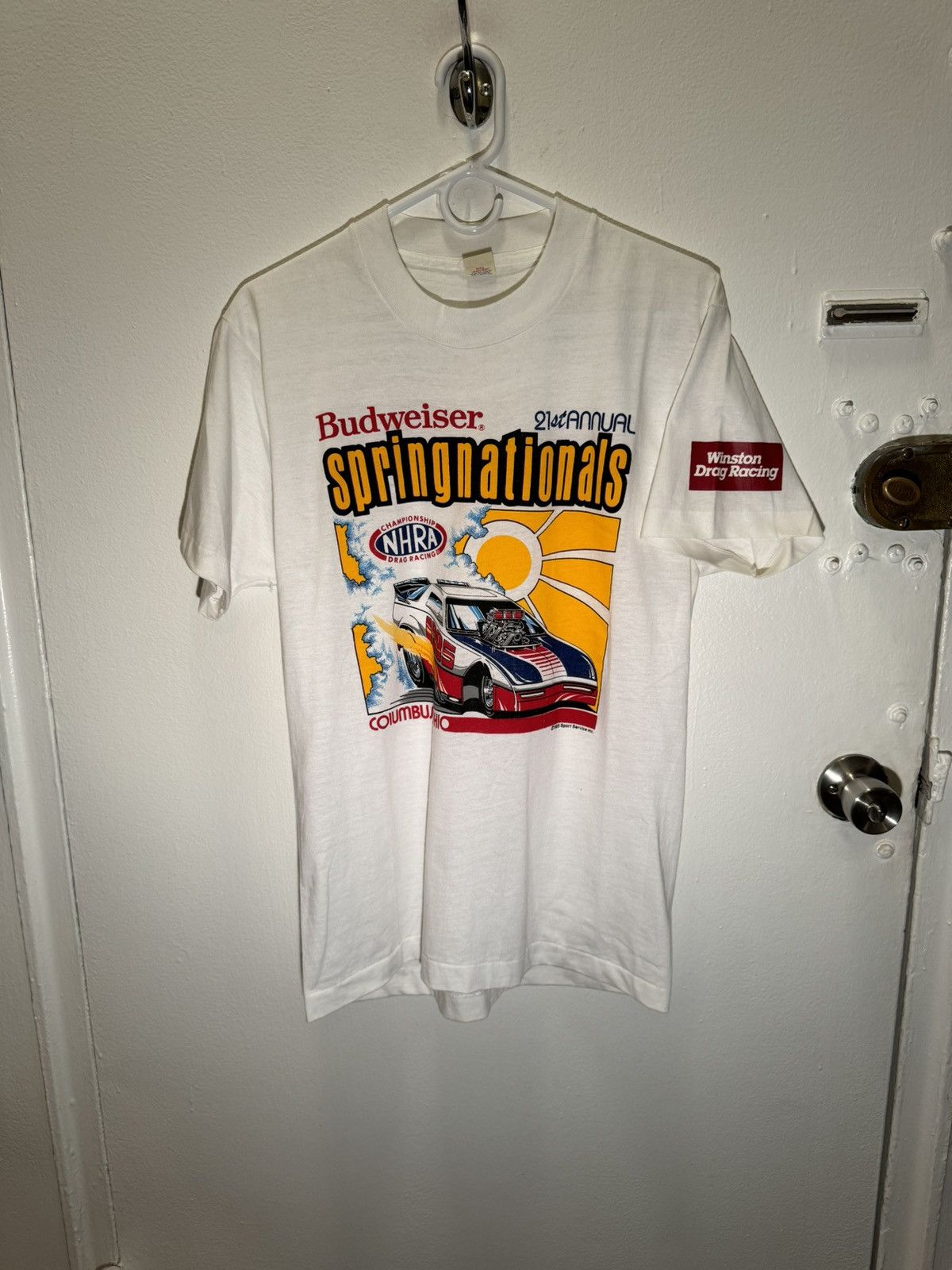 Vintage 80s Budweiser Nhra Drag Racing Spring Nationals Tee Nos Hoodie, Sweatshirt | FlexRushtees.com
