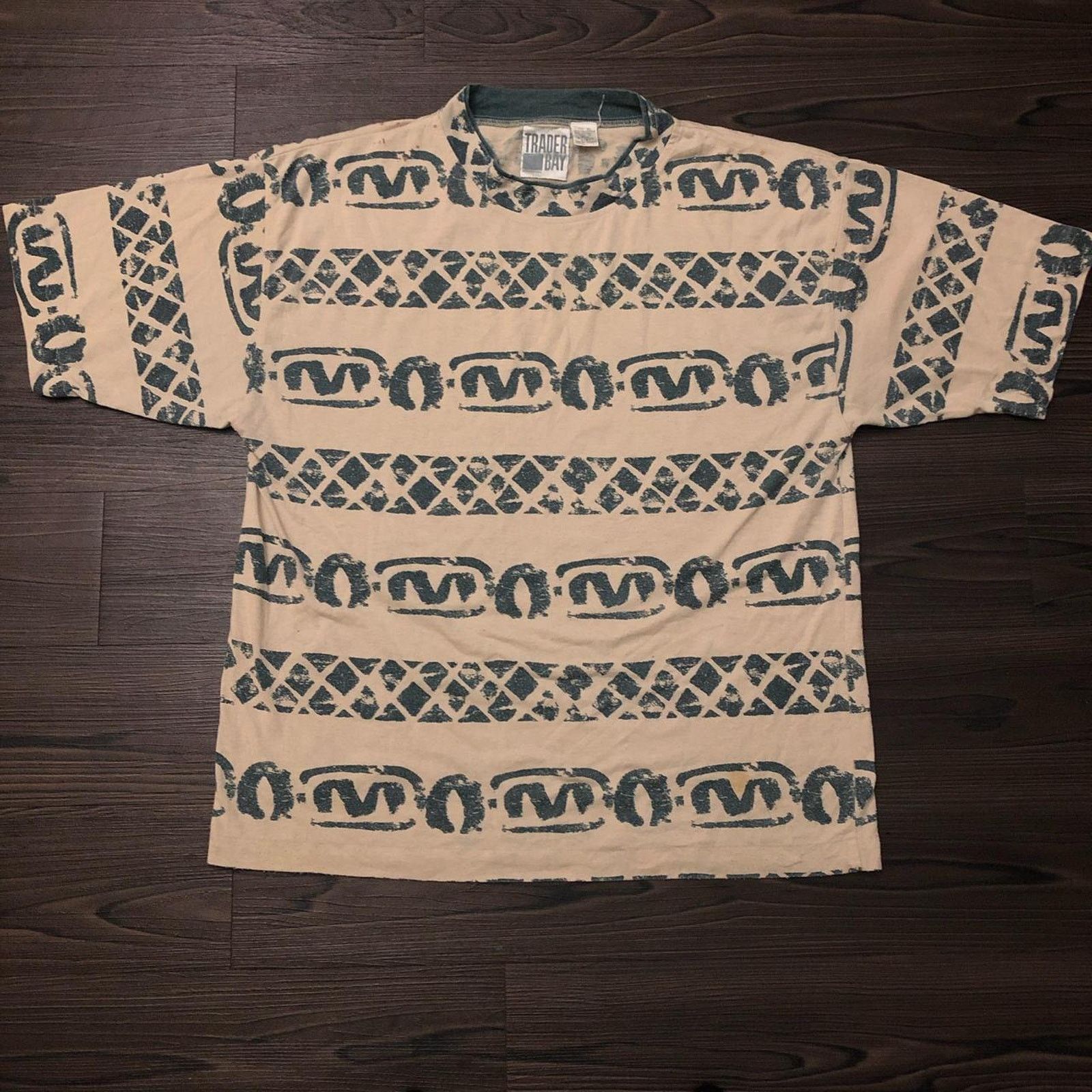 Other Men S Beige Green Vintage Trader Bay Tribal Graphic Tee