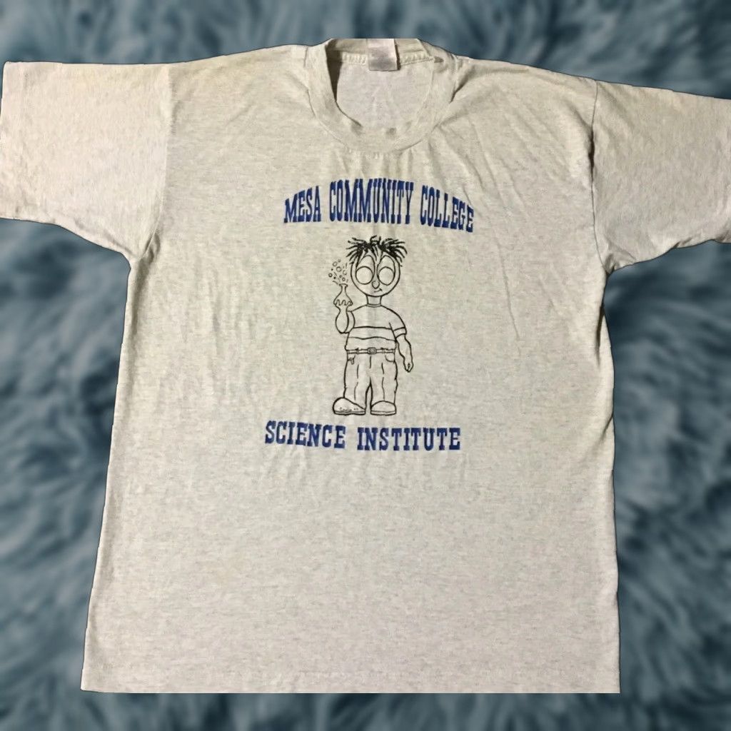 Vintage Mesa College Science Institute Shirt Men L Gray 90s Distressed Graphic Tee College G Hoodie, Sweatshirt