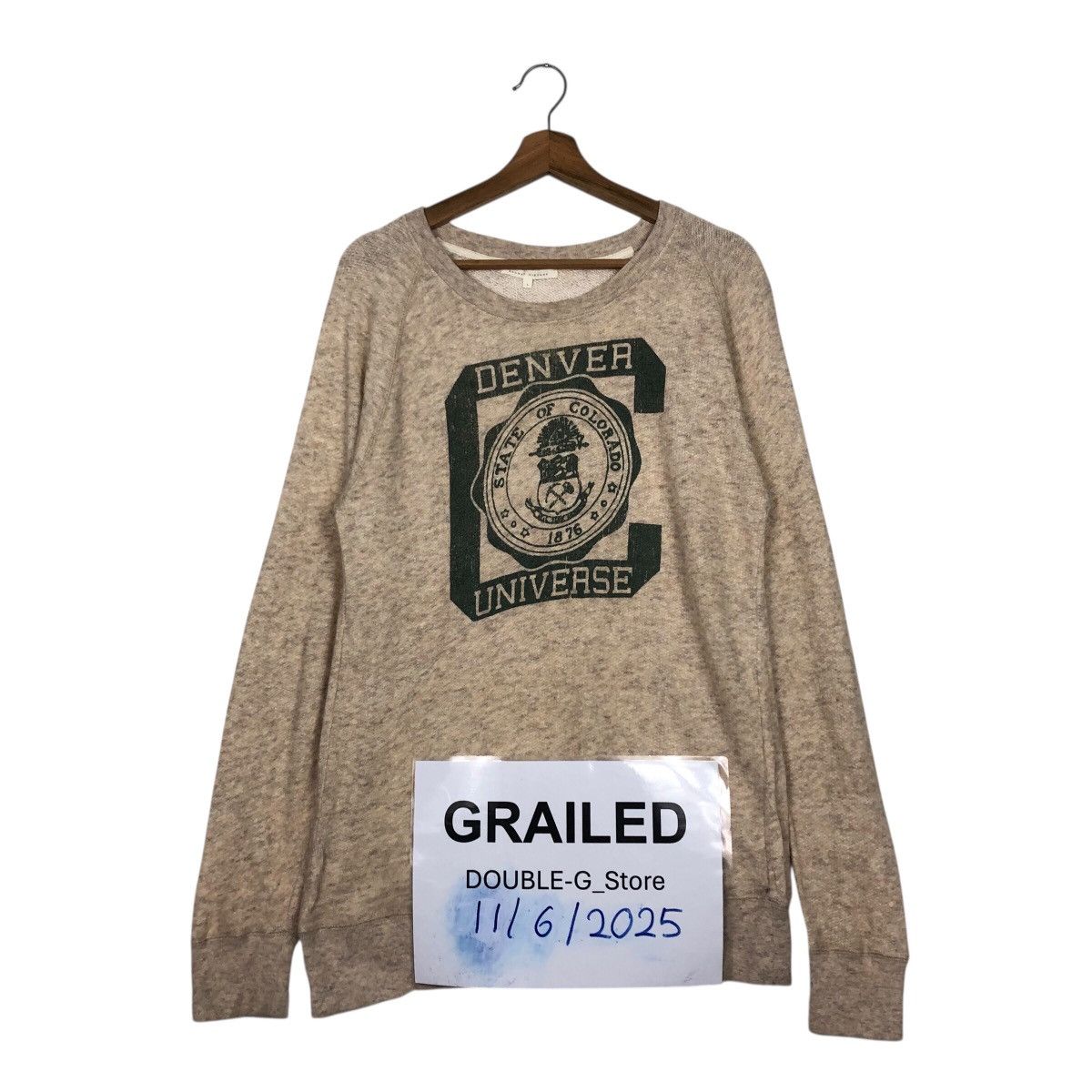 Japanese Brand Vintage Denver University Graphic Sweatshirt Beige T-Shirts, Hoodie | FlexRushtees.com