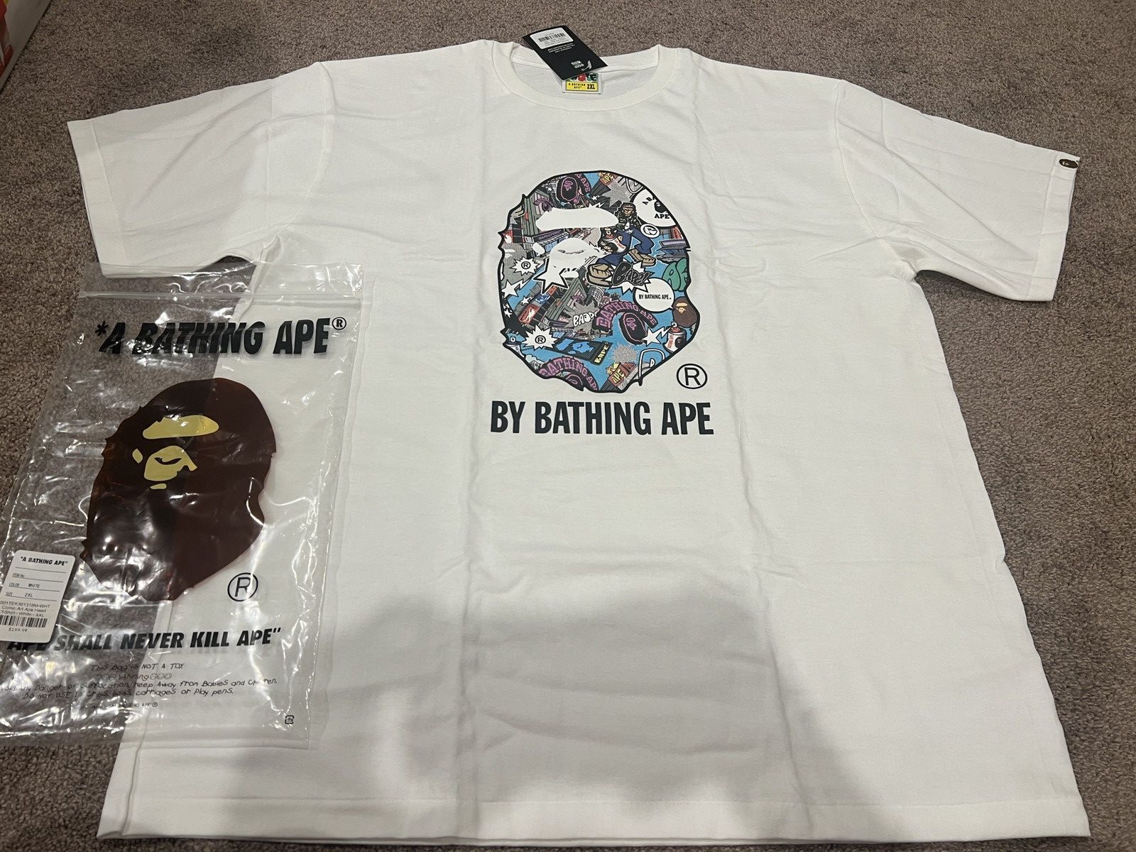 Bape Brand New A Bathing Ape Comic White Bape Tee 3xl Hoodie, Sweatshirt | FlexRushtees.com