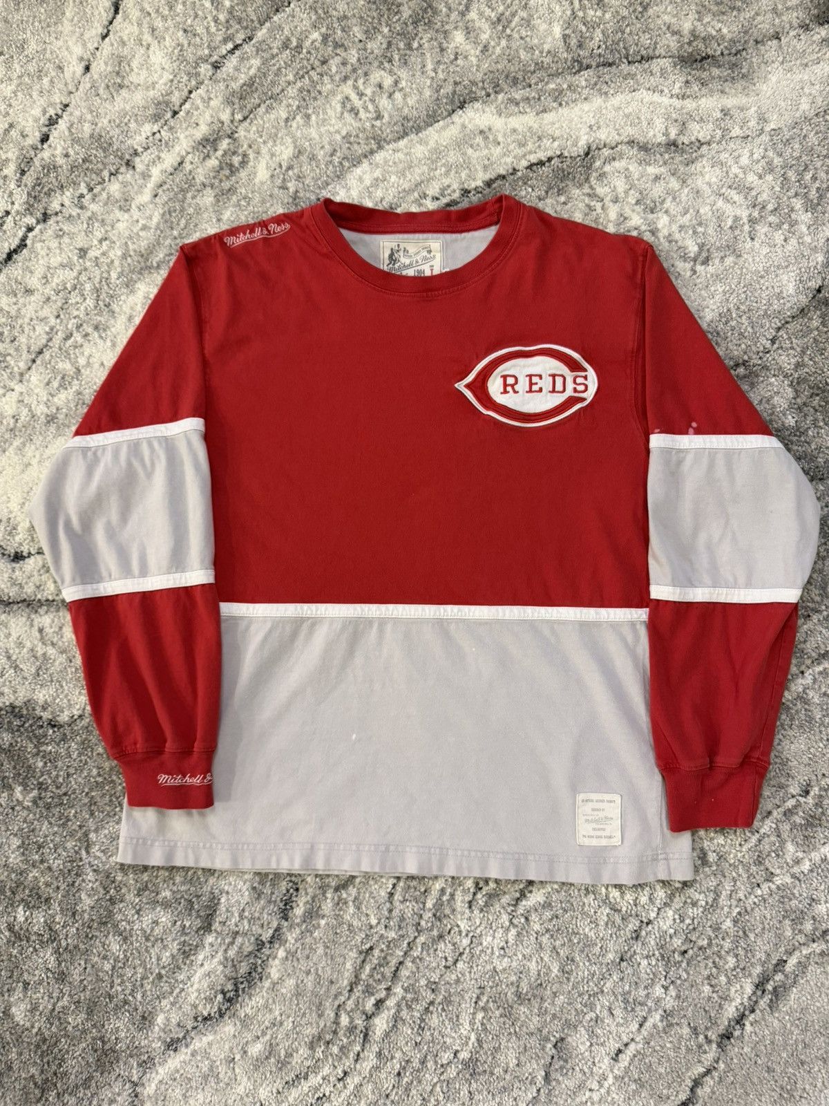 Ness Mitchell Ness Cincinnati Reds Long Sleeve Shirt