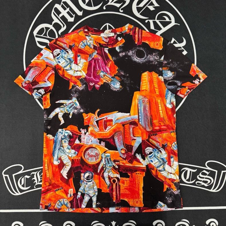 Valentino Orange Astronaut Short Sleeve Shirt
