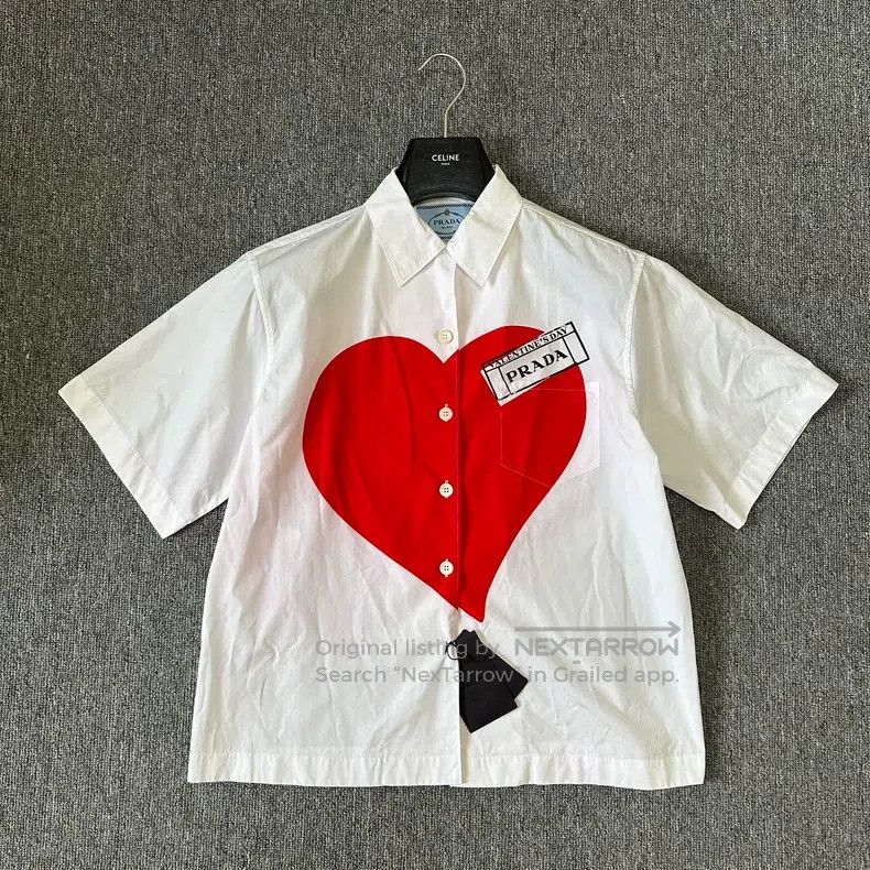 Prada Valentine S Day Limited Love Slogan Shirt Short Slee