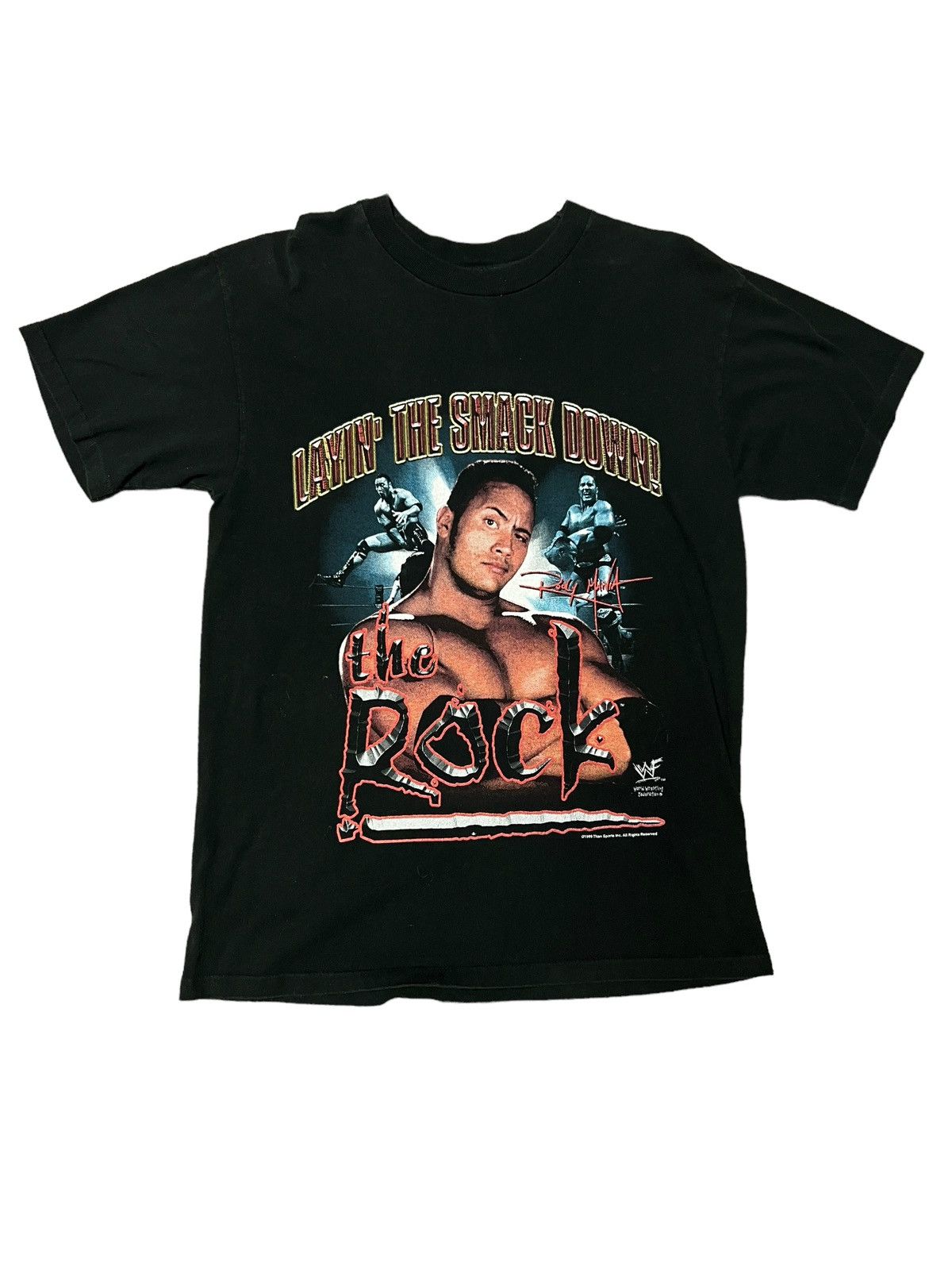 Vintage X Wwf The Rock Smack Down Tshirt Large Vintage 1999