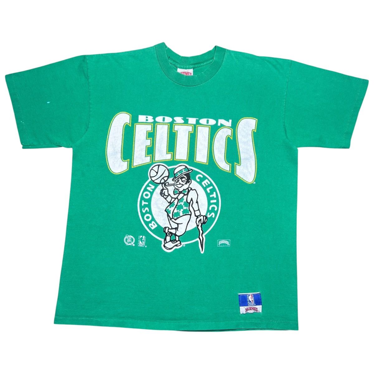 Nutmeg 1990s Nba Boston Celtics Nutmeg Mills Spell Out Graphic Tee Hoodie, Sweatshirt | FlexRushtees.com
