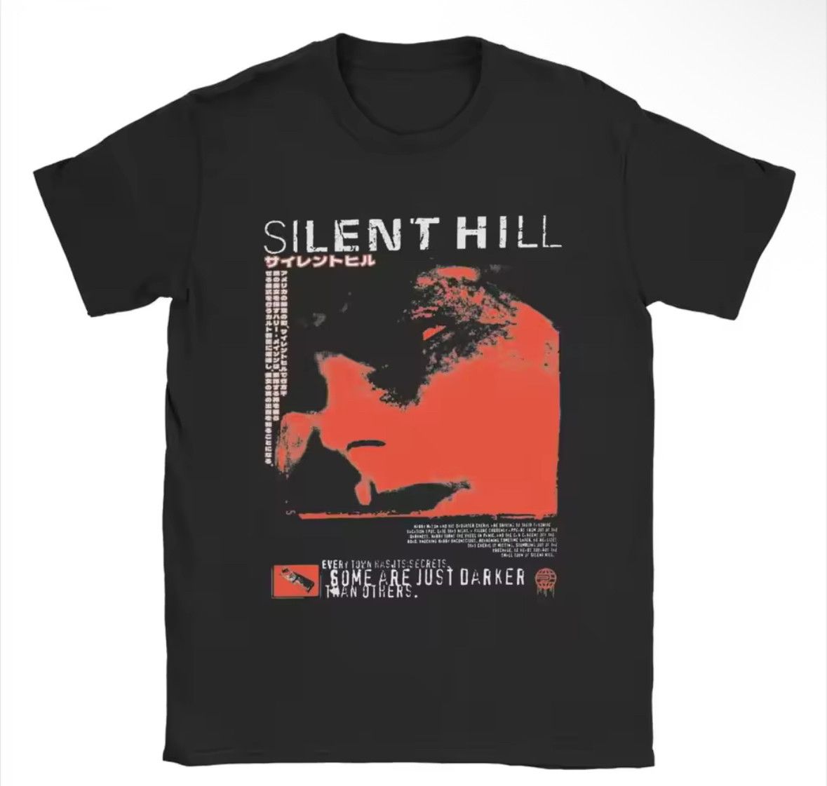 Japanese Brand Streetwear Retro Silent Hill Red Face Short Sleeve T Shirt