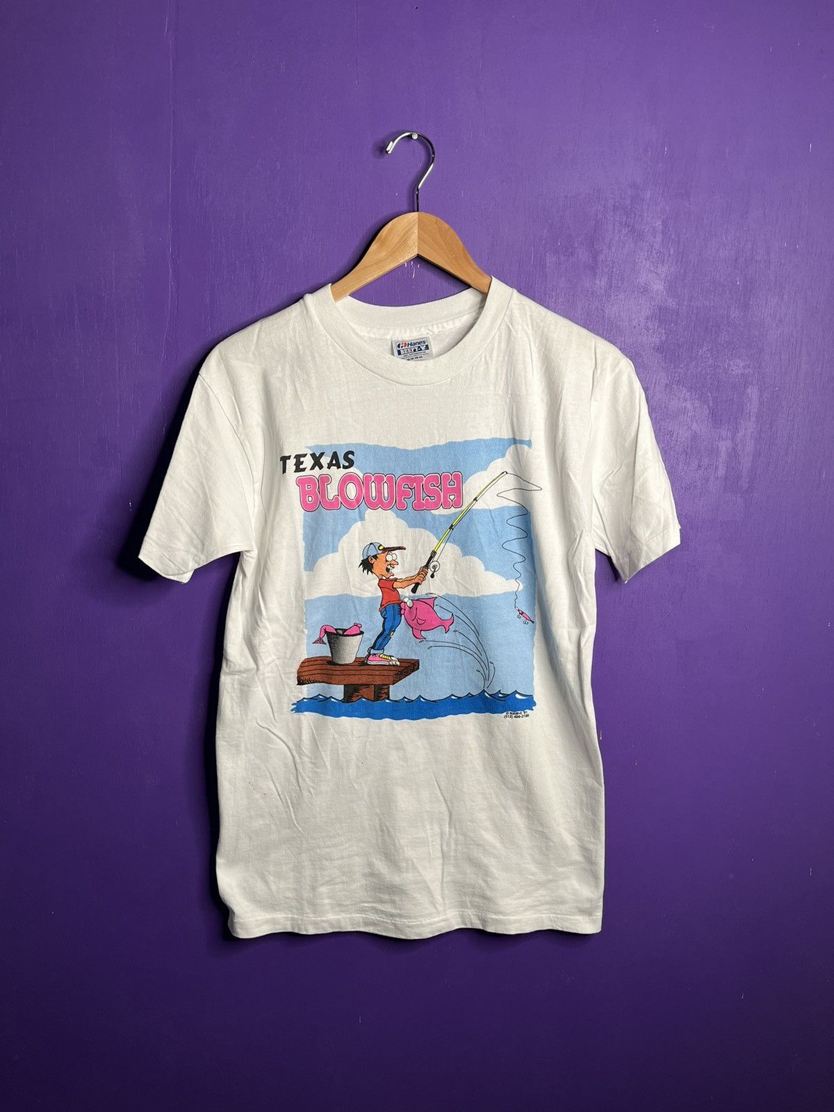 Vintage 1991 Texas Blowfish Funny Fishing T Shirt