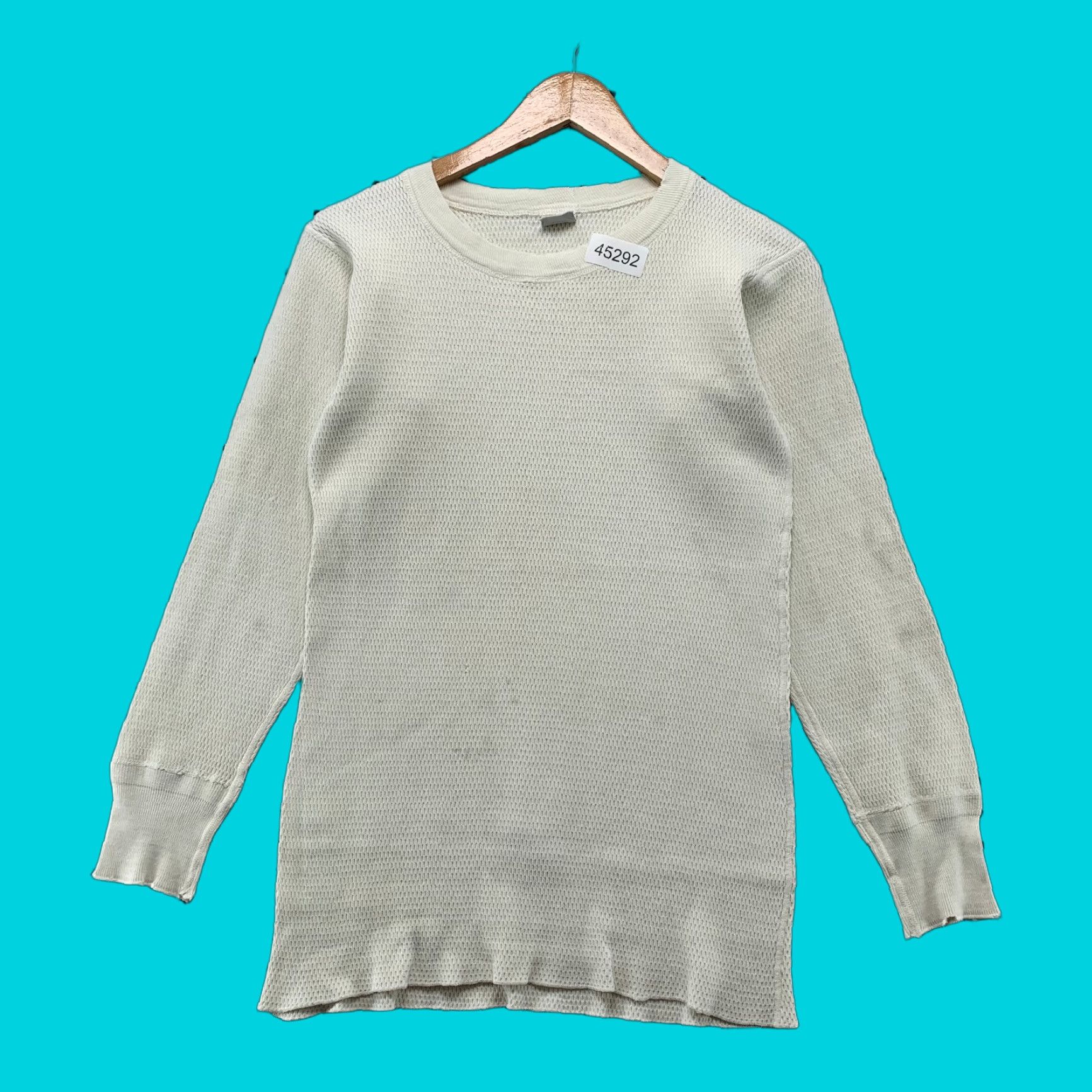 Vintage Bodygard T Shirt Shirt Mens L Beige Thermal Waffle Knit Long Sleeve 50s 60s Cotton G