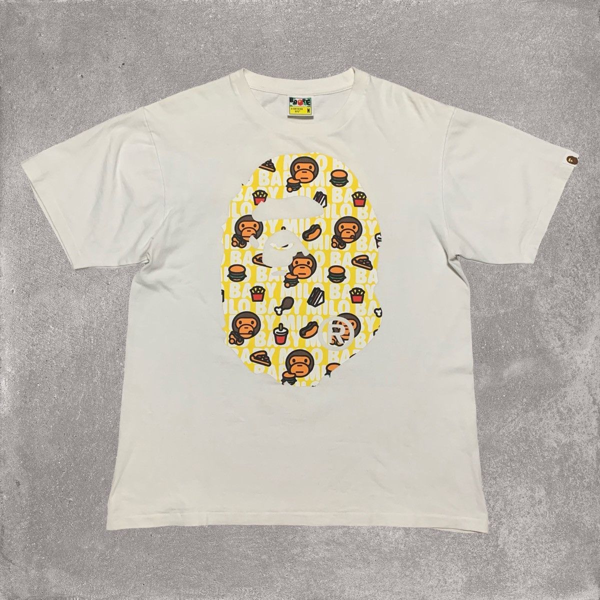 Bape Medium Baby Milo Ape Head White Tee Junk Food Hoodie, Sweatshirt | FlexRushtees.com