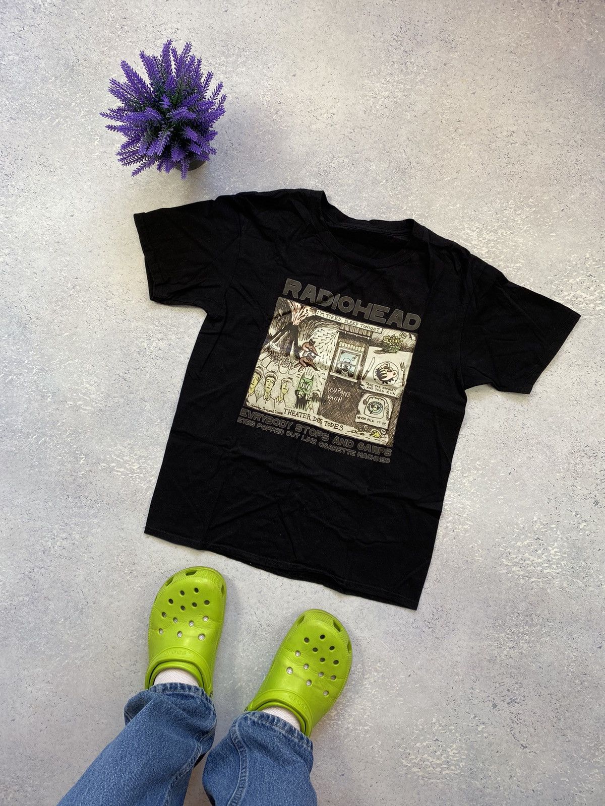 Band Tees Men S Black T Shirt Radiohead Stanley Donwood Band Tee Hoodie, Sweatshirt | FlexRushtees.com